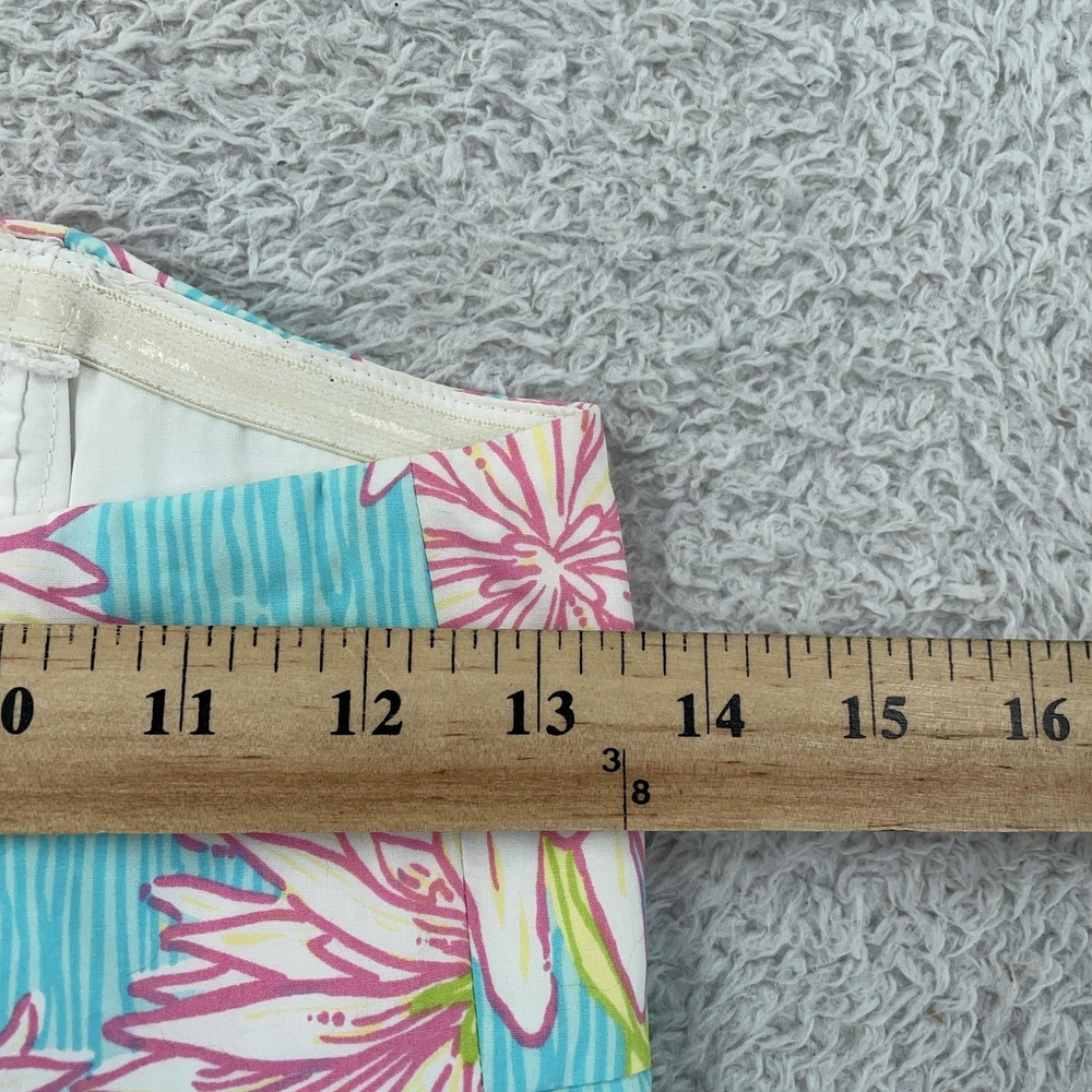 Lilly Pulitzer Strapless Dress Womens 2 Blue Pink‎ Floral Bow Back Sundress Mini - Picture 6 of 10